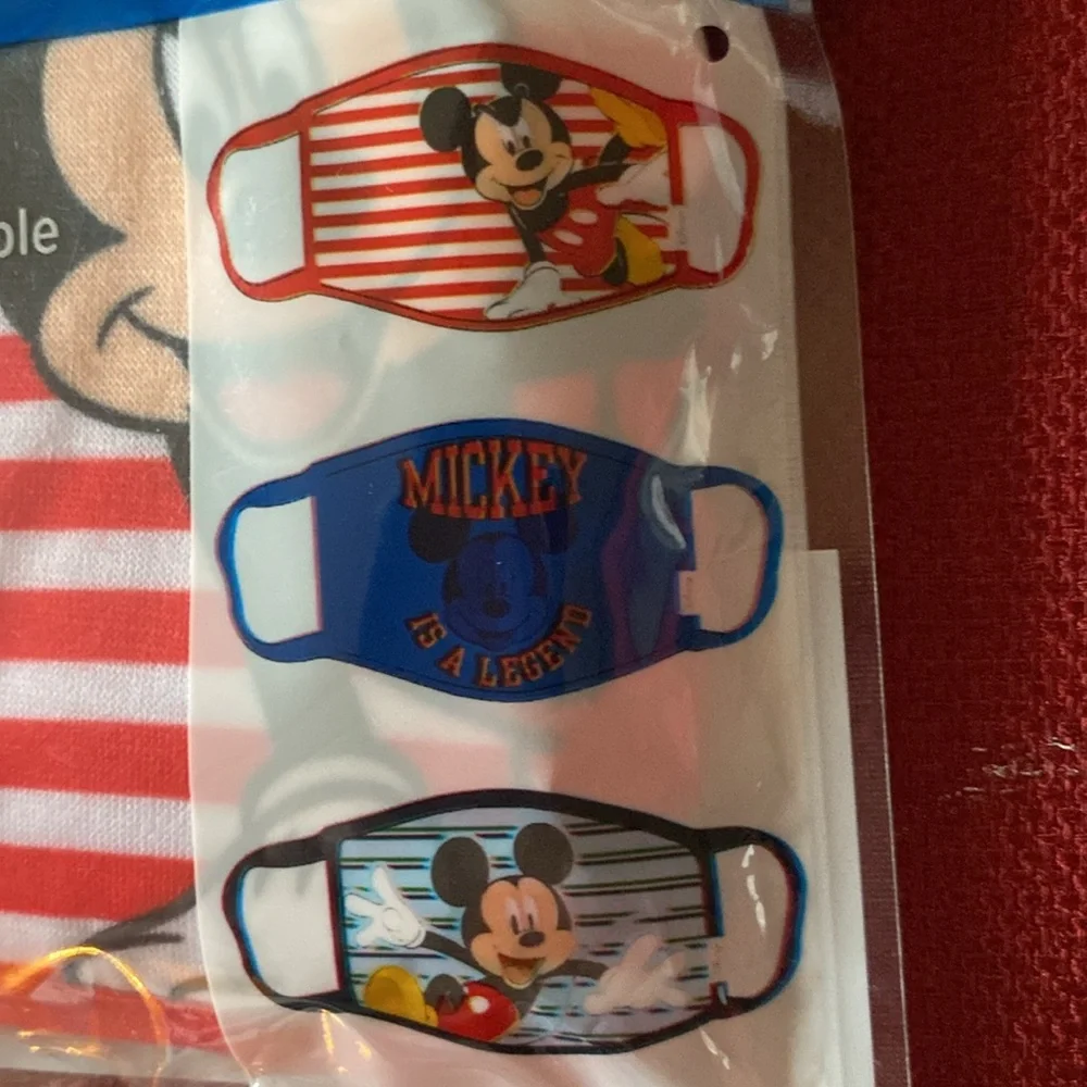 10/$10 Disney Kids 4+ Three Cloth Face Masks Mickey Mouse Themed Sealed NWT